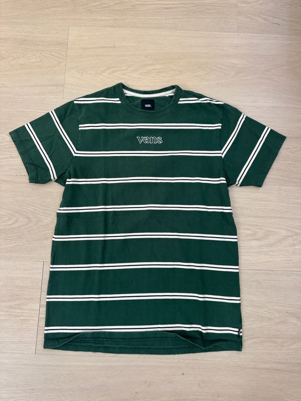 Vans Men's Forest Green & White Horizontal Stripe Tee